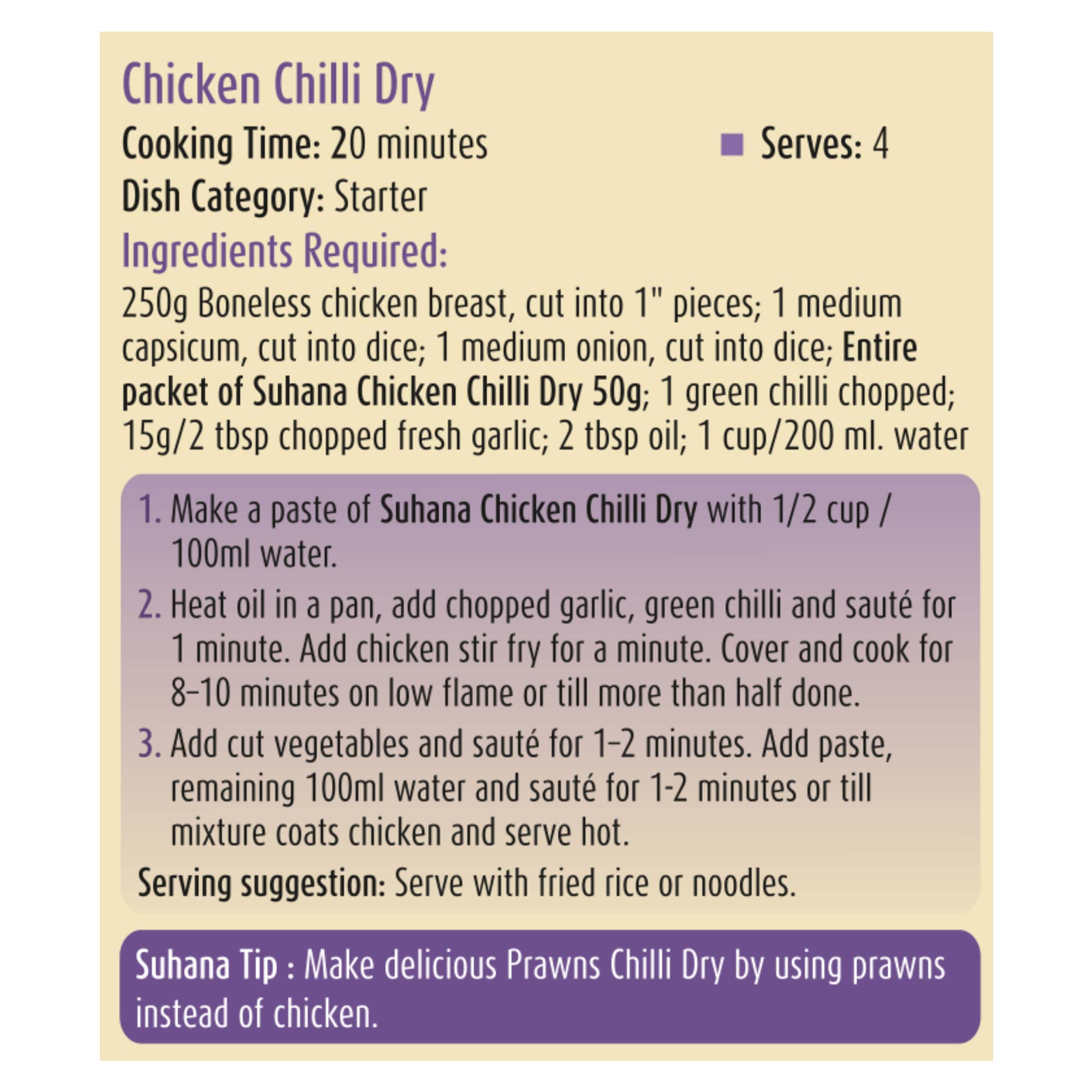 Suhana Ready-to-cook Chicken Chilli (Dry) Mix Pouch