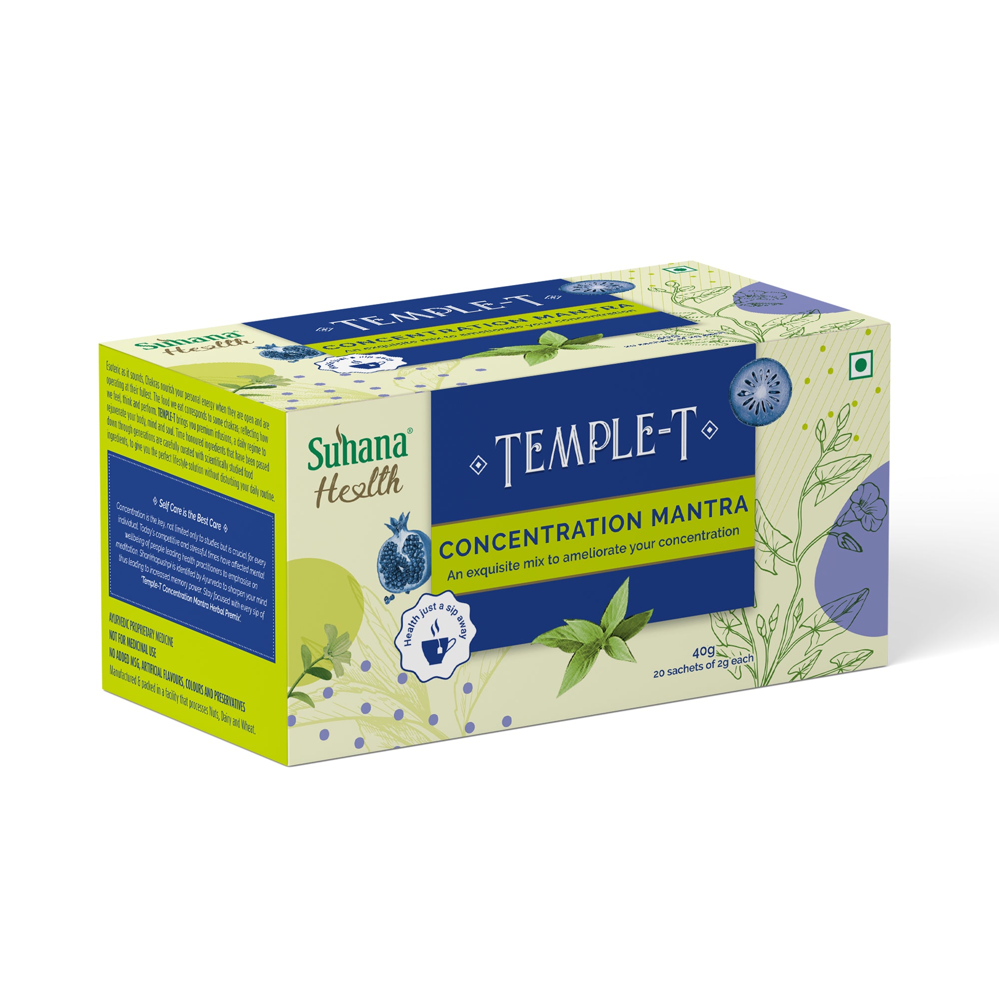 Suhana  Health Concentration Mantra Herbal Premix Temple T Sachet