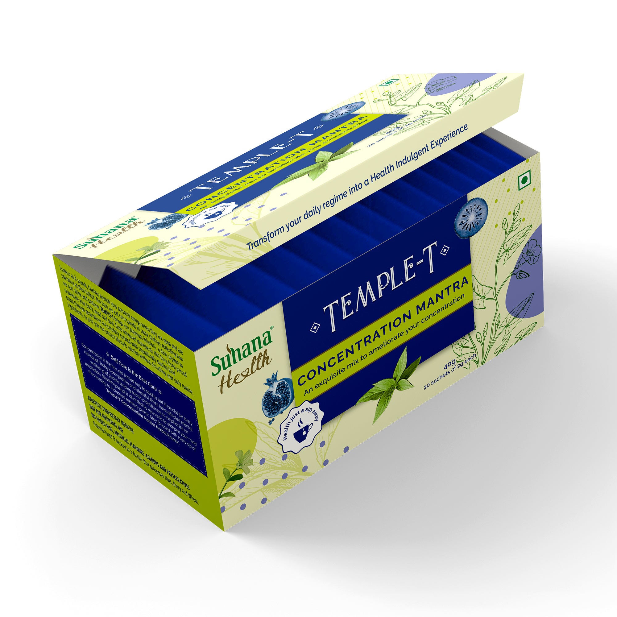 Suhana  Health Concentration Mantra Herbal Premix Temple T Sachet