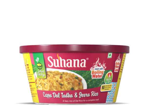 Suhana Ready To Eat Dal Tadka & Jeera Rice 70g Cuppa