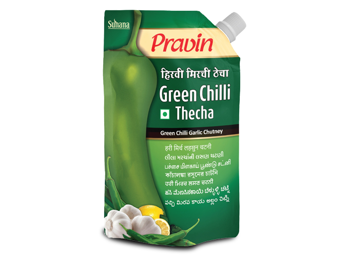 Pravin Green Chilli Thecha 100g S. Pouch