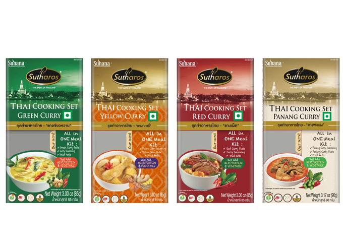 Suhana Sutharos Thai Curry Combo of 4 Curry Pack - Yellow Curry, Red Curry, Green Curry & Panang Curry